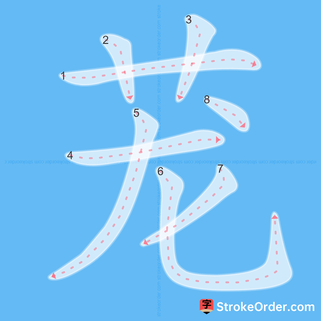 Standard stroke order for the Chinese character 茏