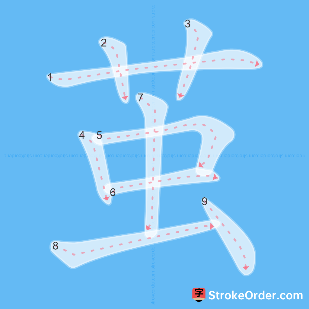 Standard stroke order for the Chinese character 茧