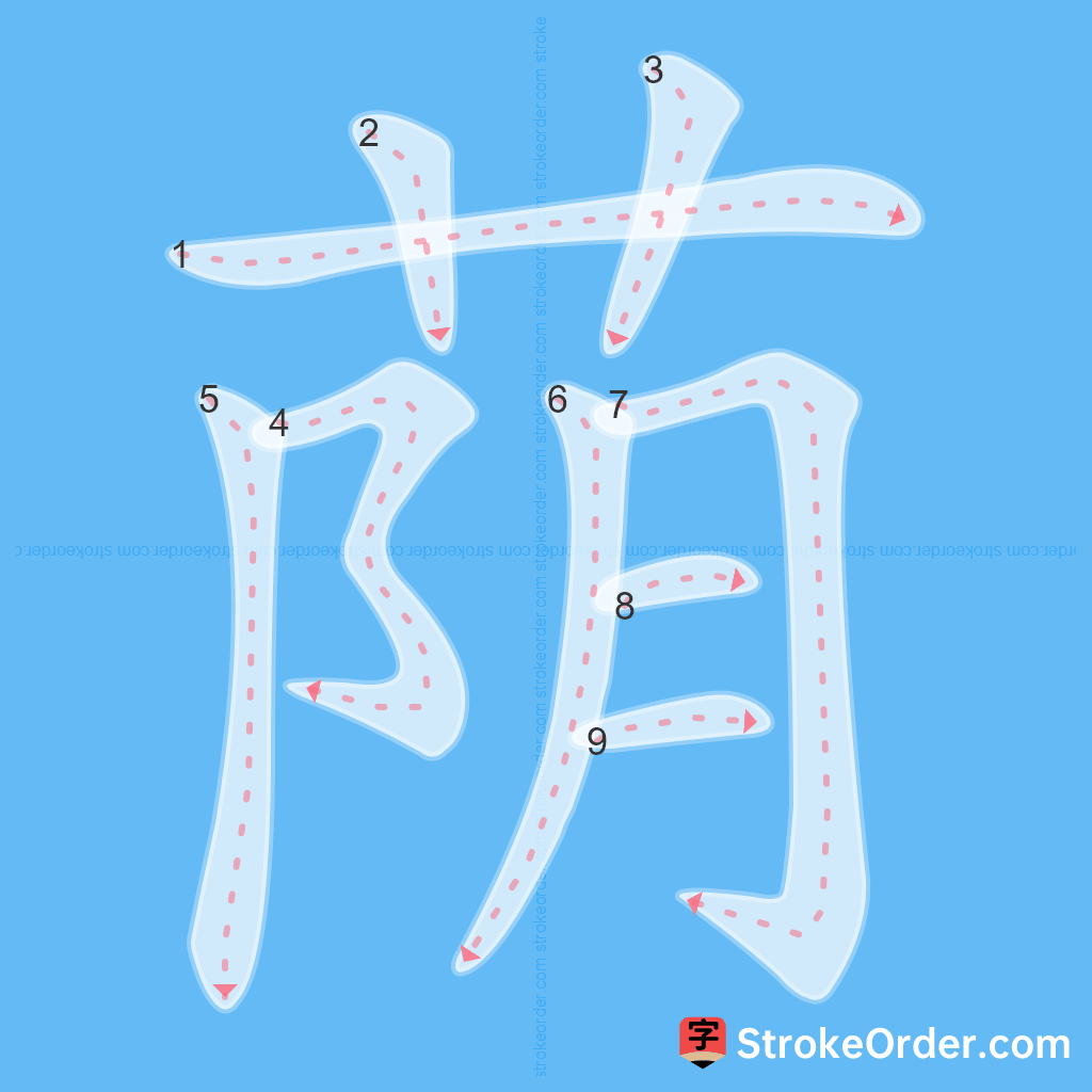 Standard stroke order for the Chinese character 荫