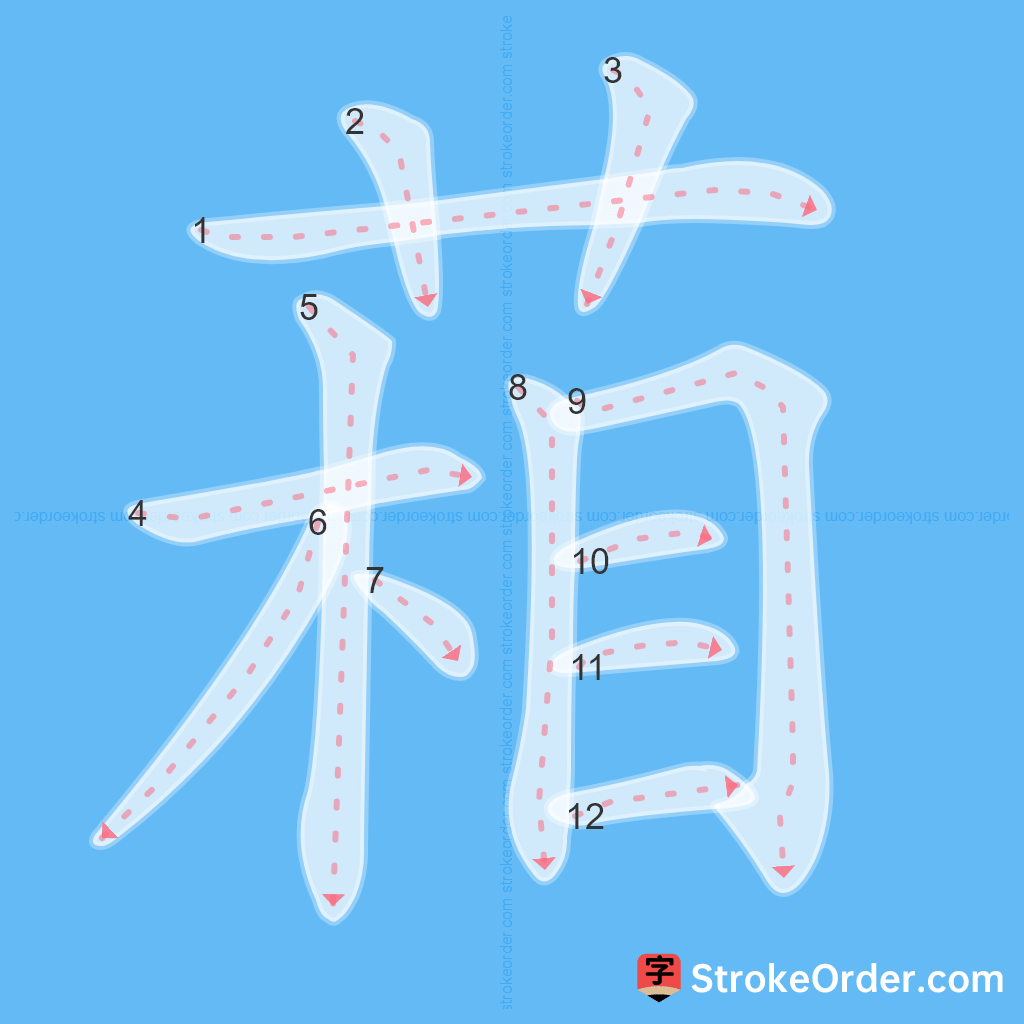 Standard stroke order for the Chinese character 葙