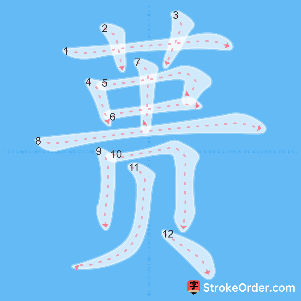 Standard stroke order for the Chinese character 蒉