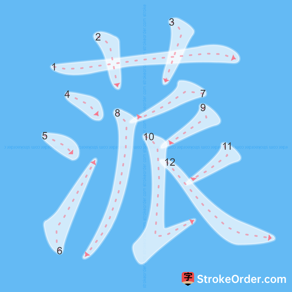 Standard stroke order for the Chinese character 蒎