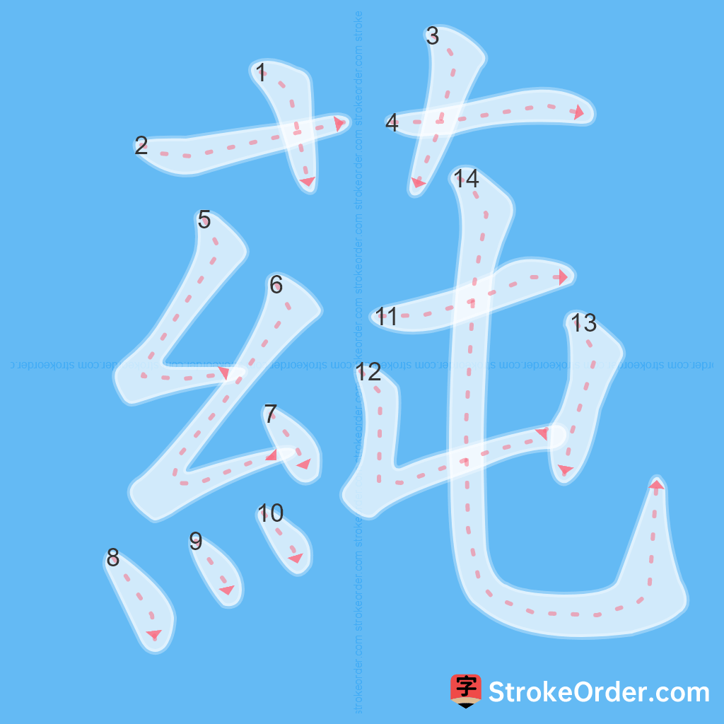 Standard stroke order for the Chinese character 蒓