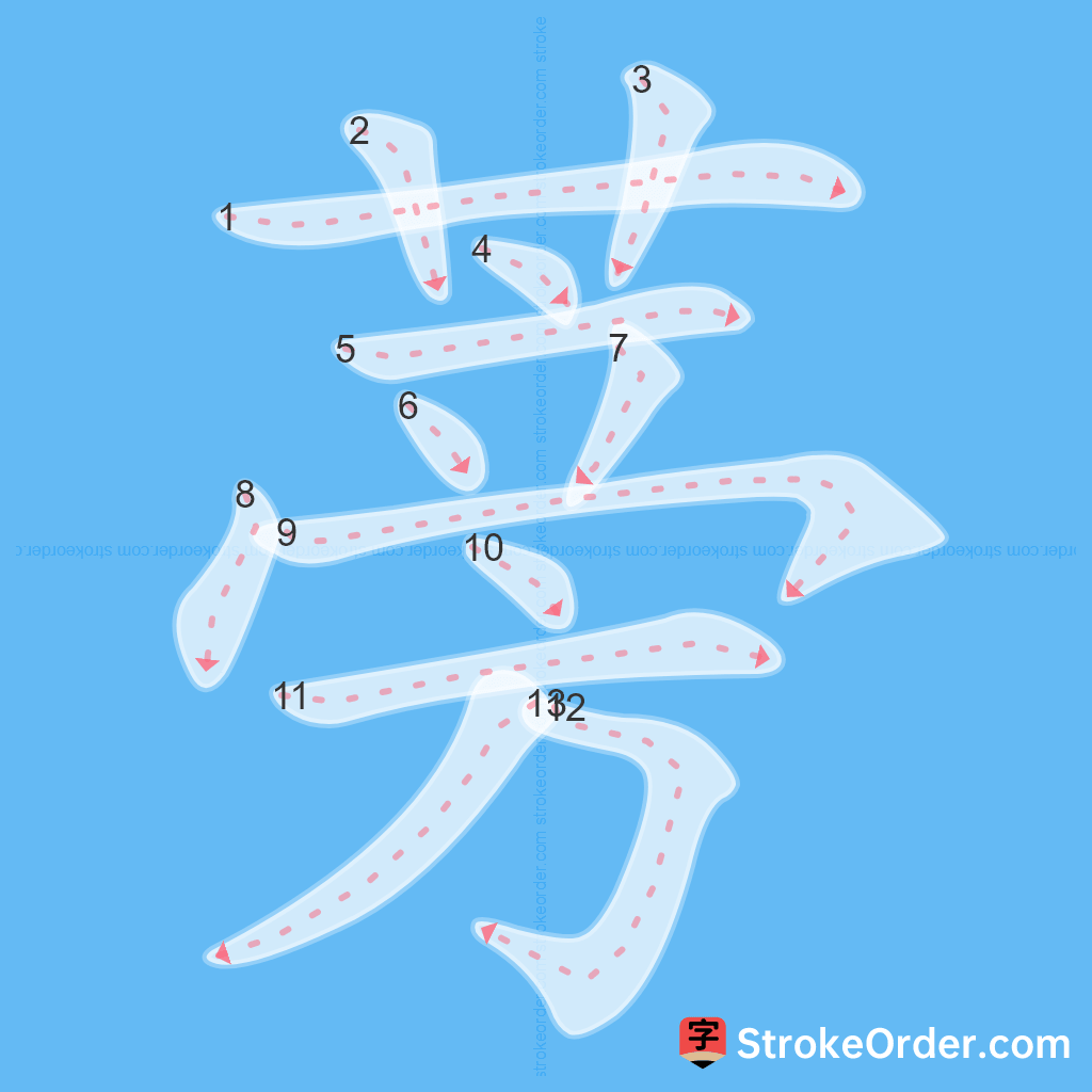 Standard stroke order for the Chinese character 蒡