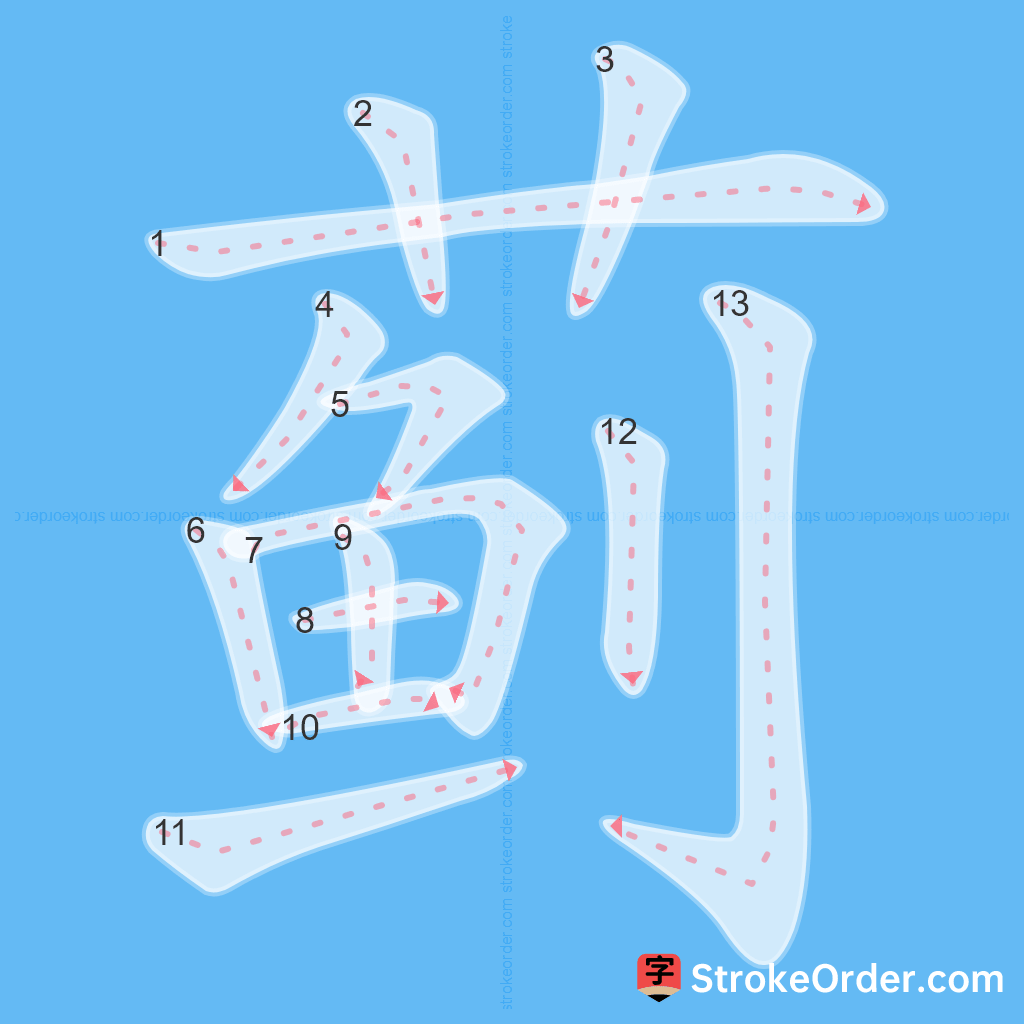 Standard stroke order for the Chinese character 蓟