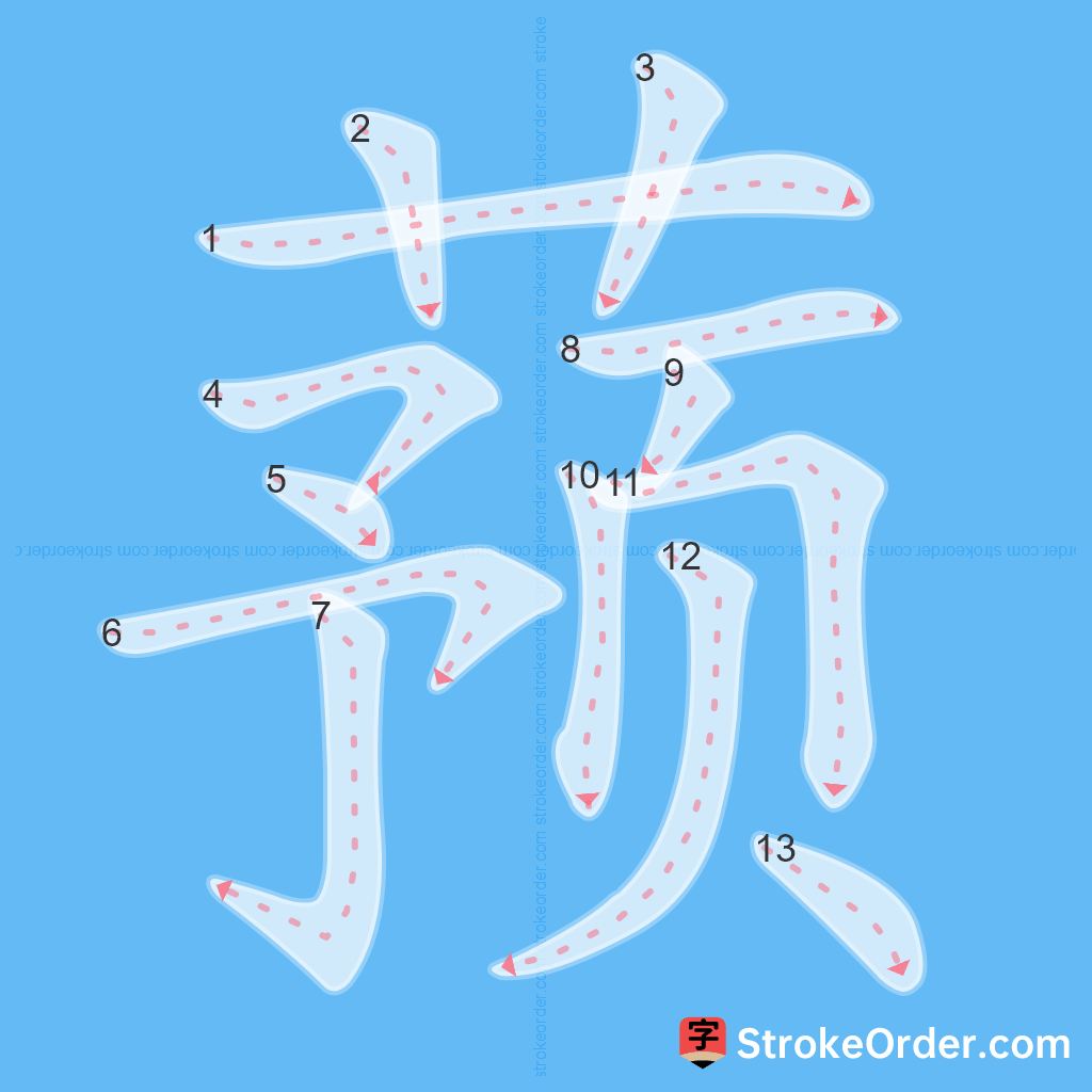 Standard stroke order for the Chinese character 蓣