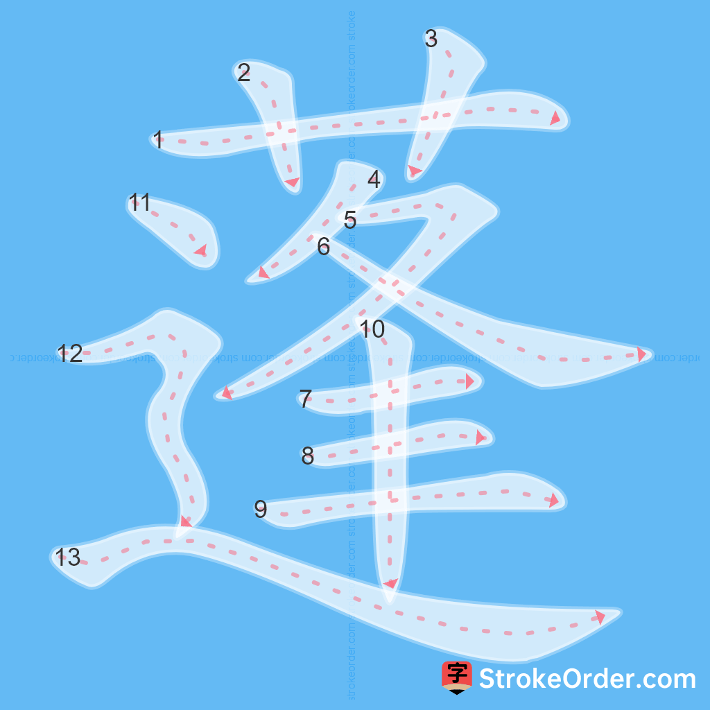 Standard stroke order for the Chinese character 蓬