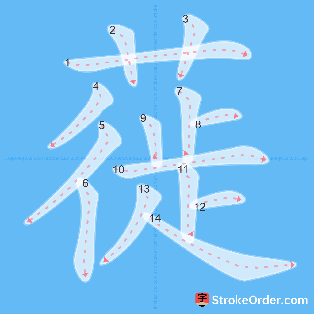 Standard stroke order for the Chinese character 蓰