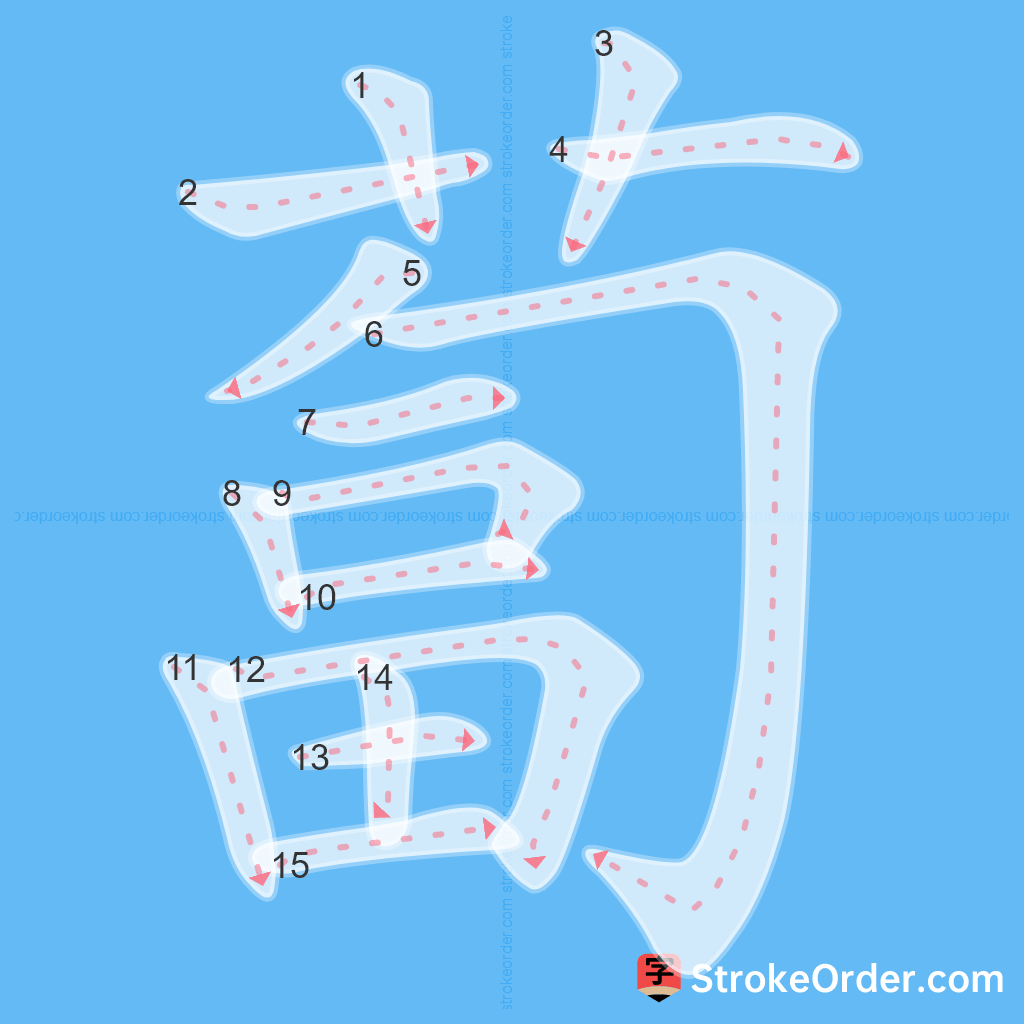 Standard stroke order for the Chinese character 蔔
