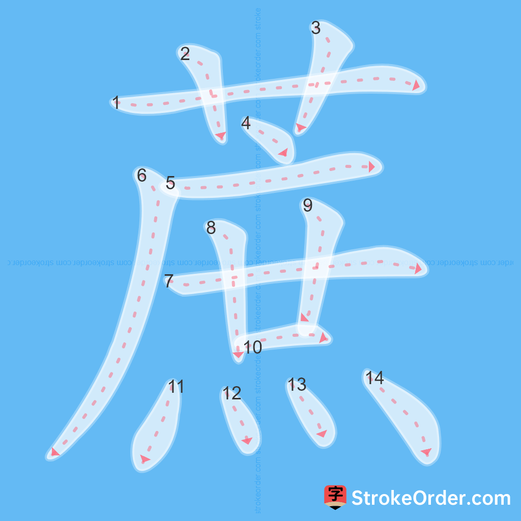 Standard stroke order for the Chinese character 蔗