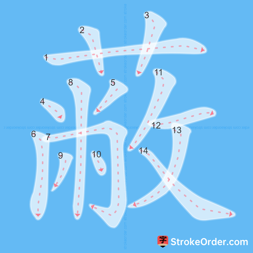 Standard stroke order for the Chinese character 蔽