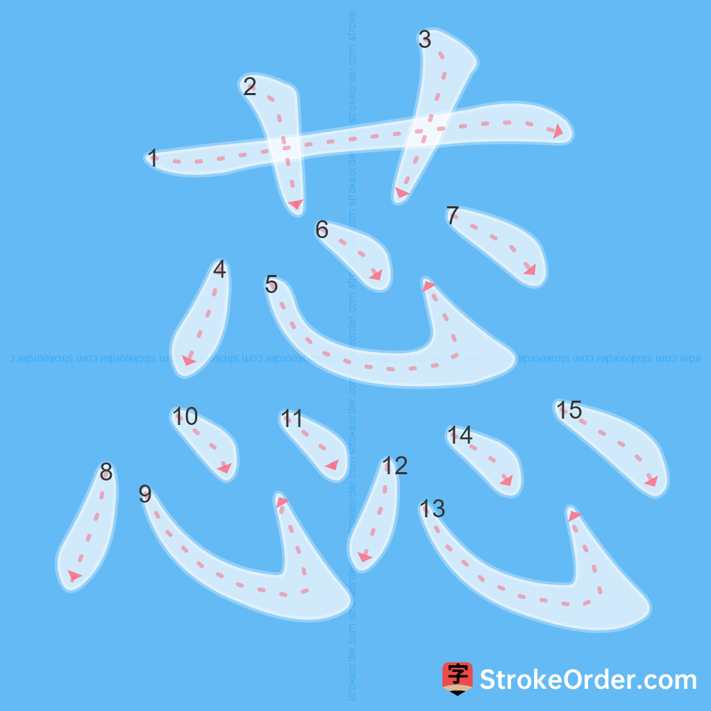 Standard stroke order for the Chinese character 蕊