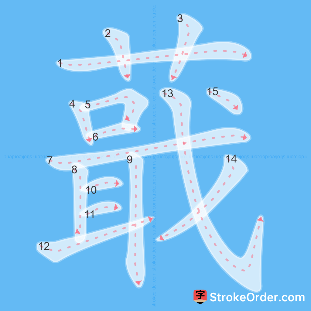Standard stroke order for the Chinese character 蕺