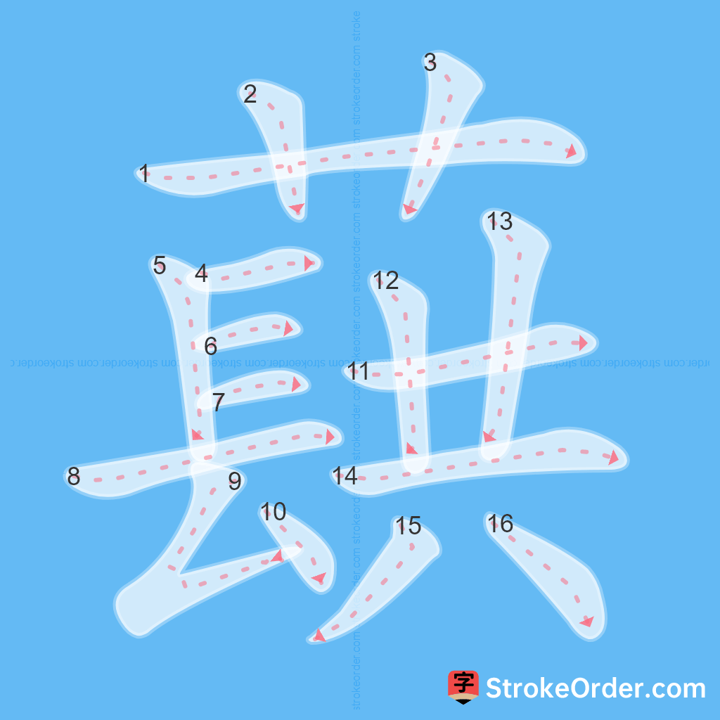 Standard stroke order for the Chinese character 蕻