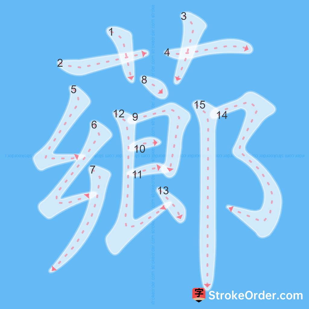 Standard stroke order for the Chinese character 薌
