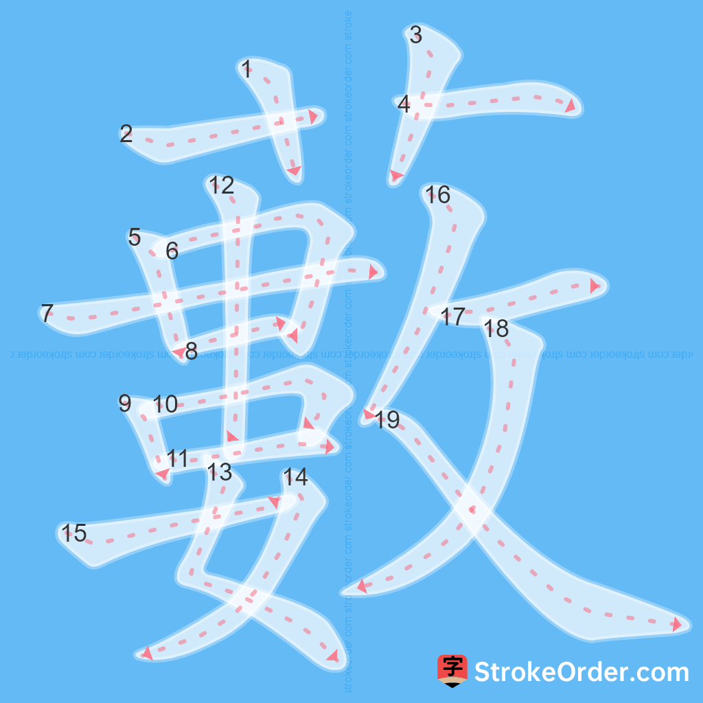 Standard stroke order for the Chinese character 藪