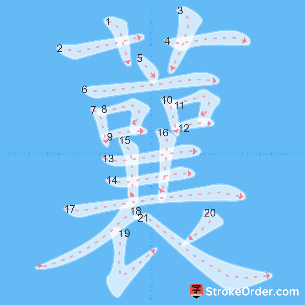 Standard stroke order for the Chinese character 蘘