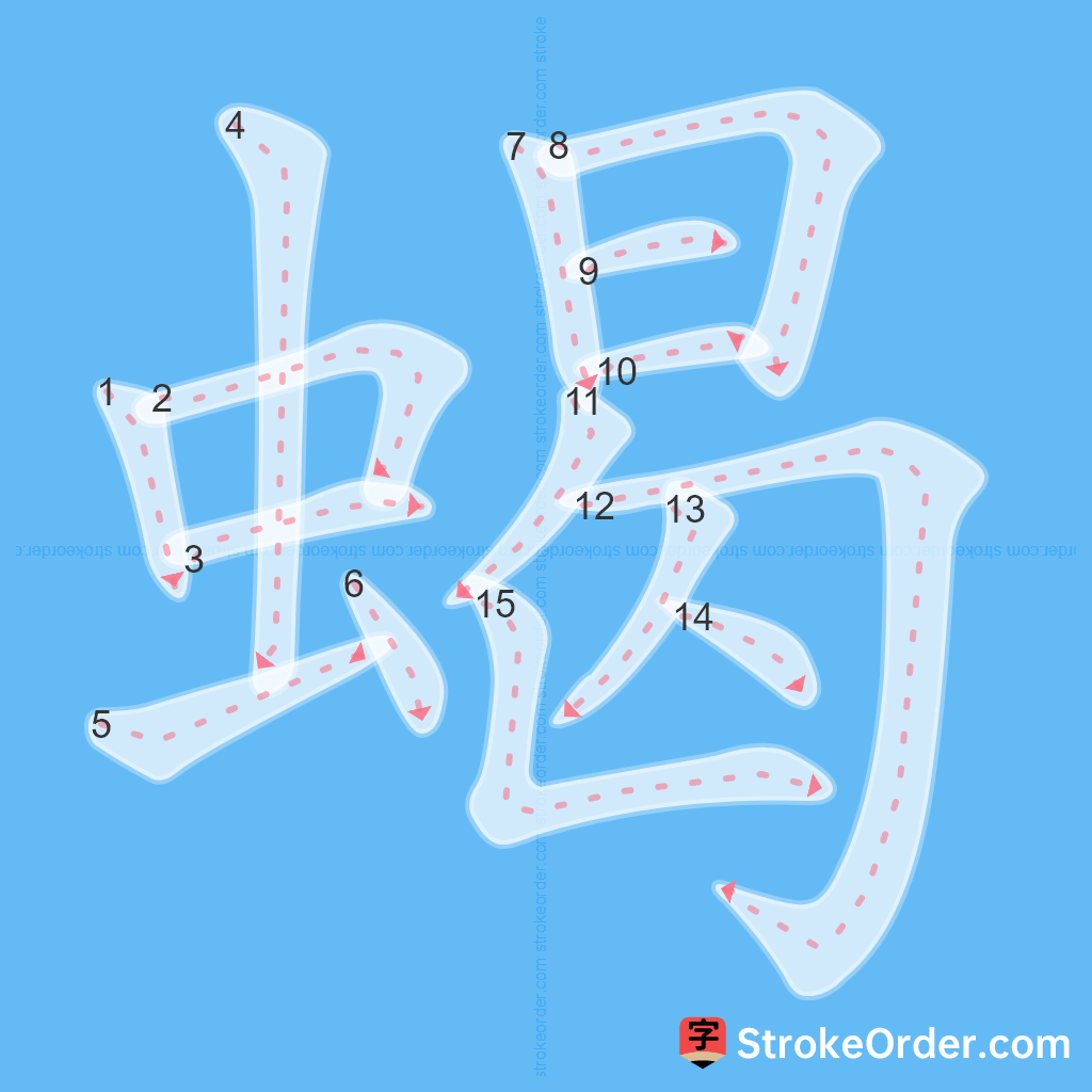 Standard stroke order for the Chinese character 蝎