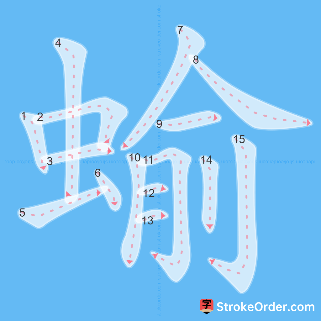 Standard stroke order for the Chinese character 蝓