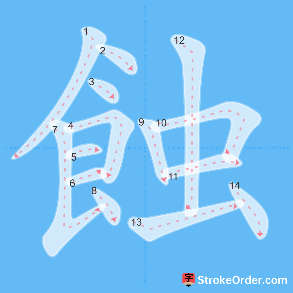 Standard stroke order for the Chinese character 蝕