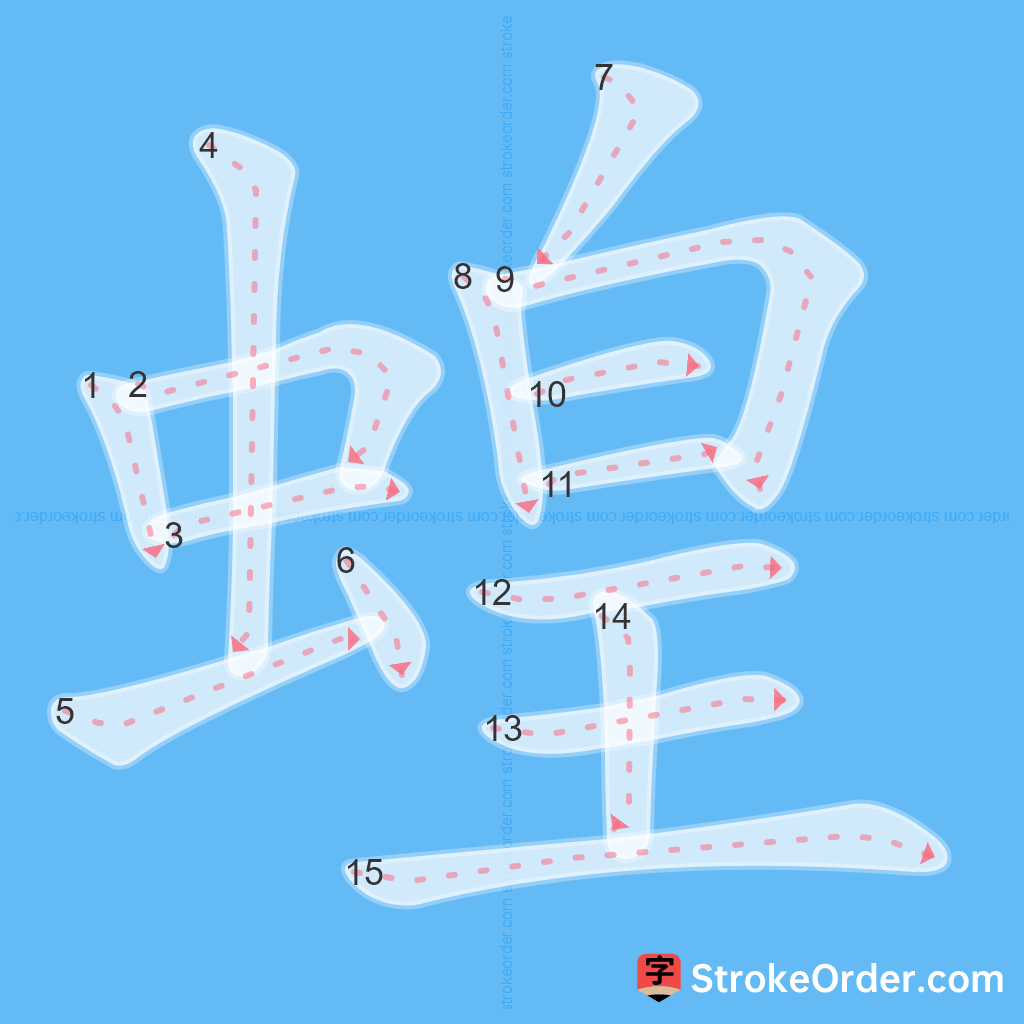 Standard stroke order for the Chinese character 蝗