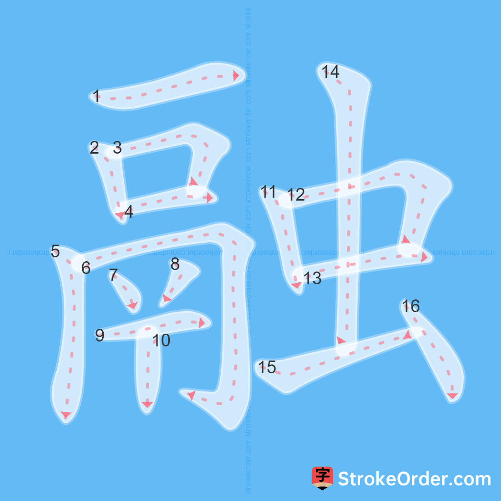 Standard stroke order for the Chinese character 融