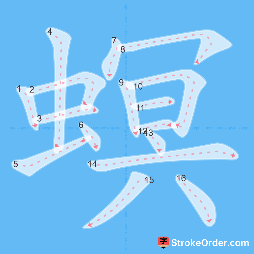 Standard stroke order for the Chinese character 螟