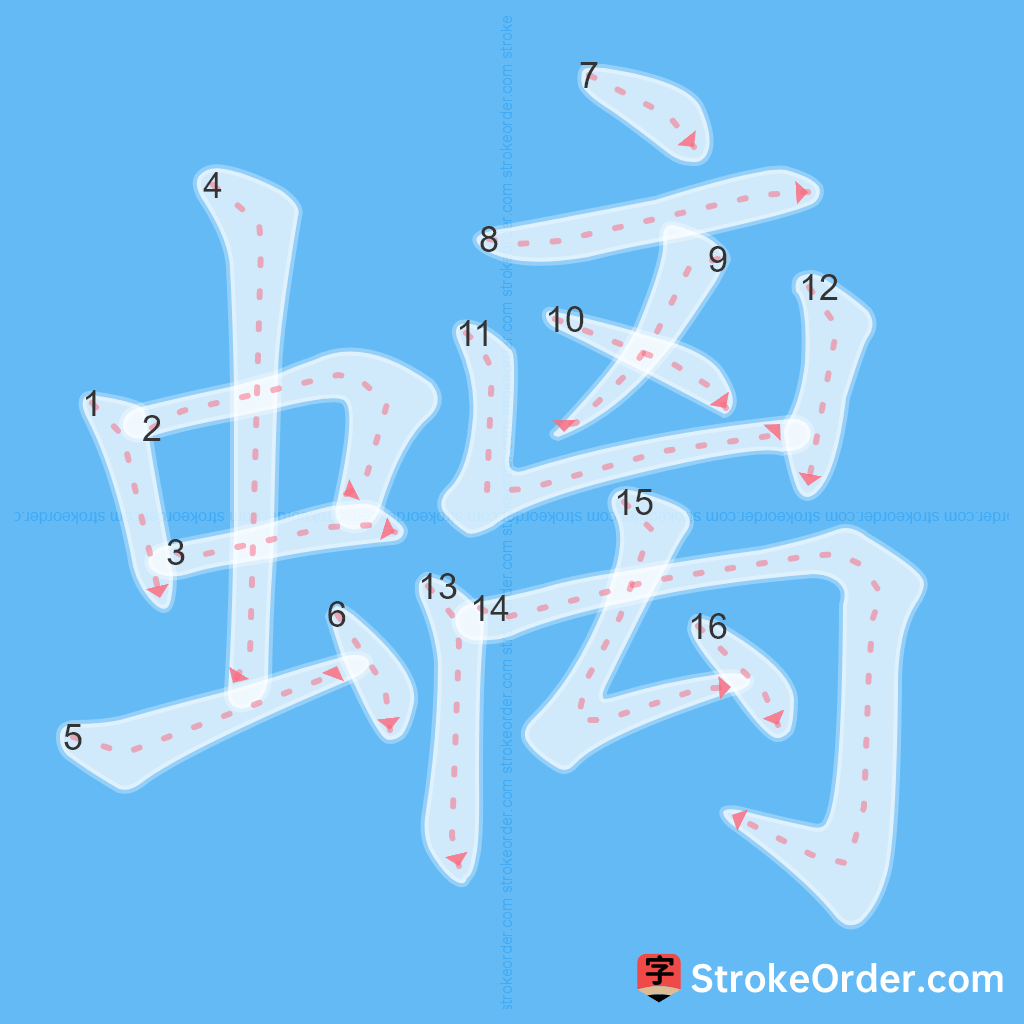 Standard stroke order for the Chinese character 螭