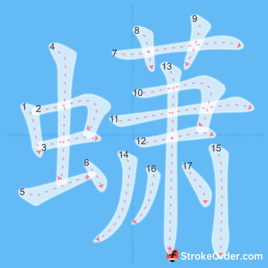 Standard stroke order for the Chinese character 蟏