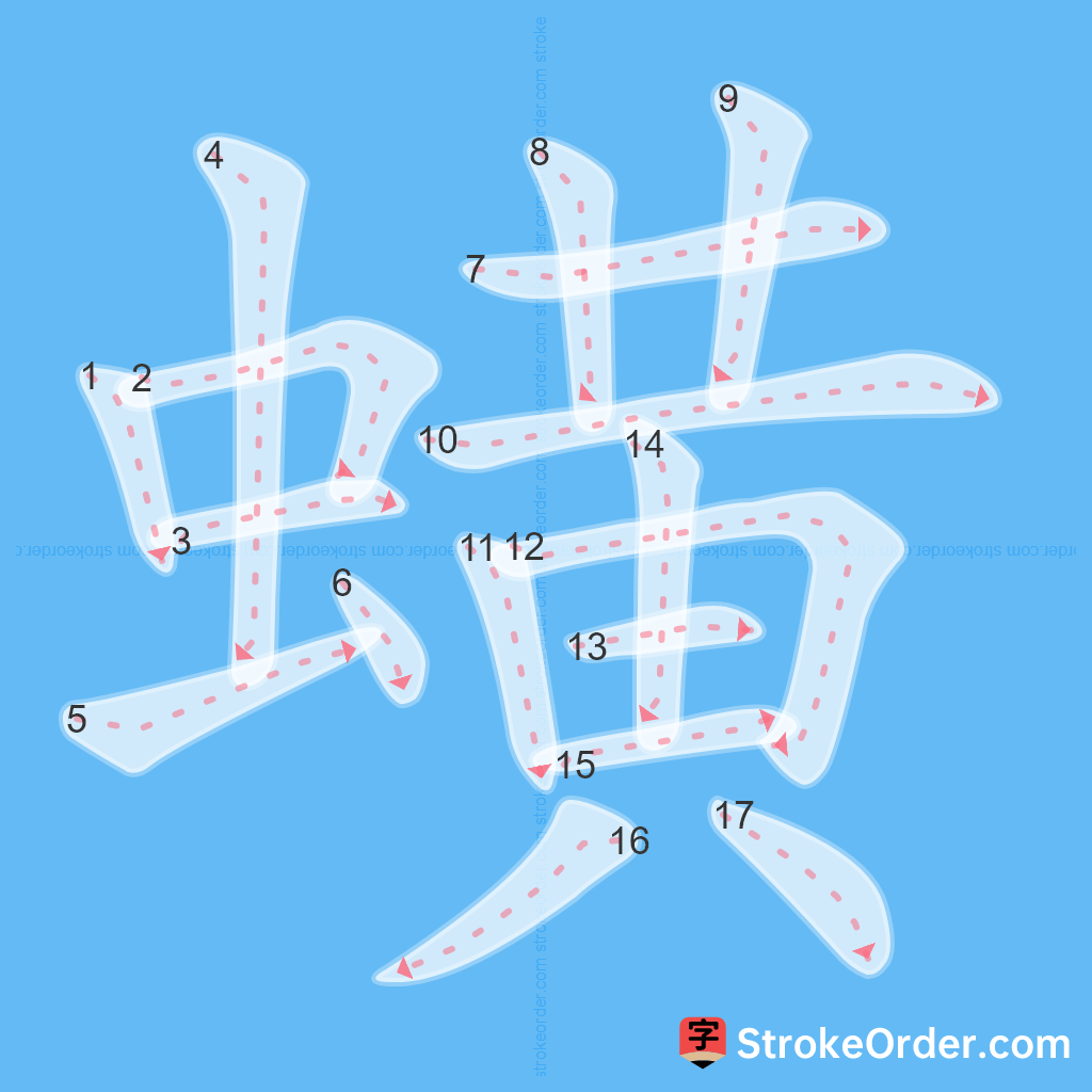 Standard stroke order for the Chinese character 蟥