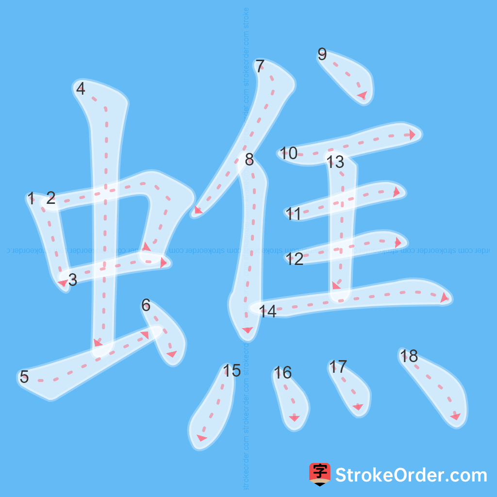 Standard stroke order for the Chinese character 蟭