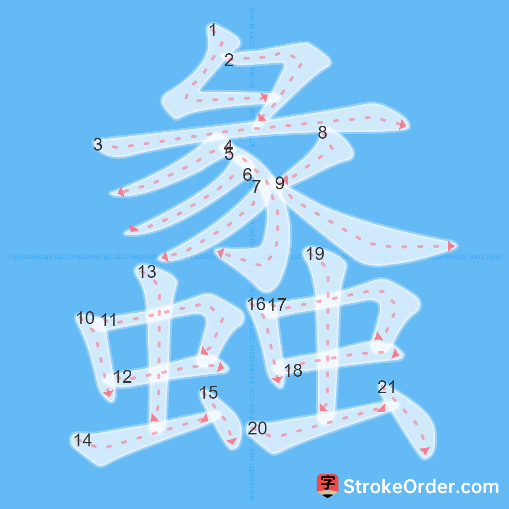 Standard stroke order for the Chinese character 蠡