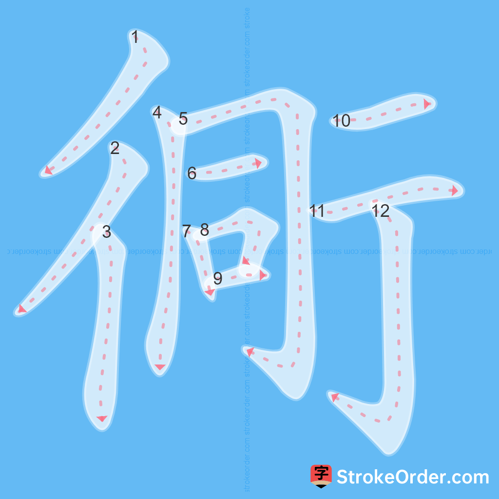 Standard stroke order for the Chinese character 衕