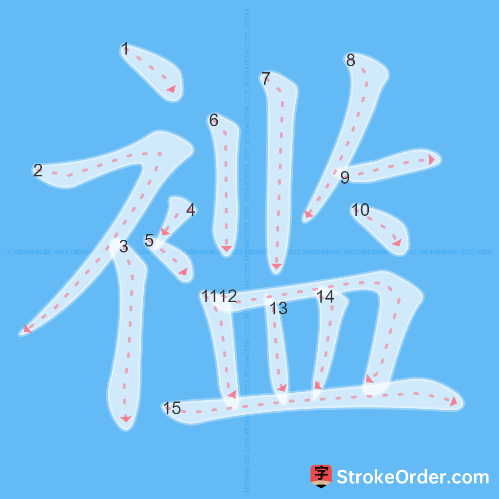 Standard stroke order for the Chinese character 褴