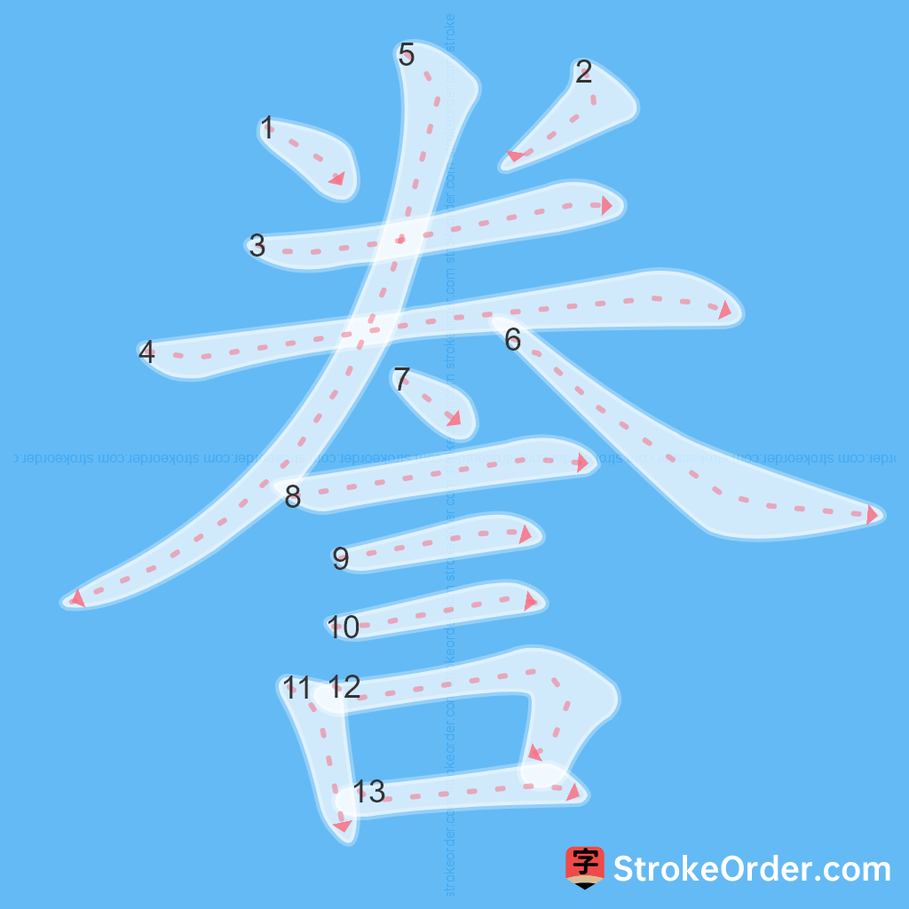 Standard stroke order for the Chinese character 誊
