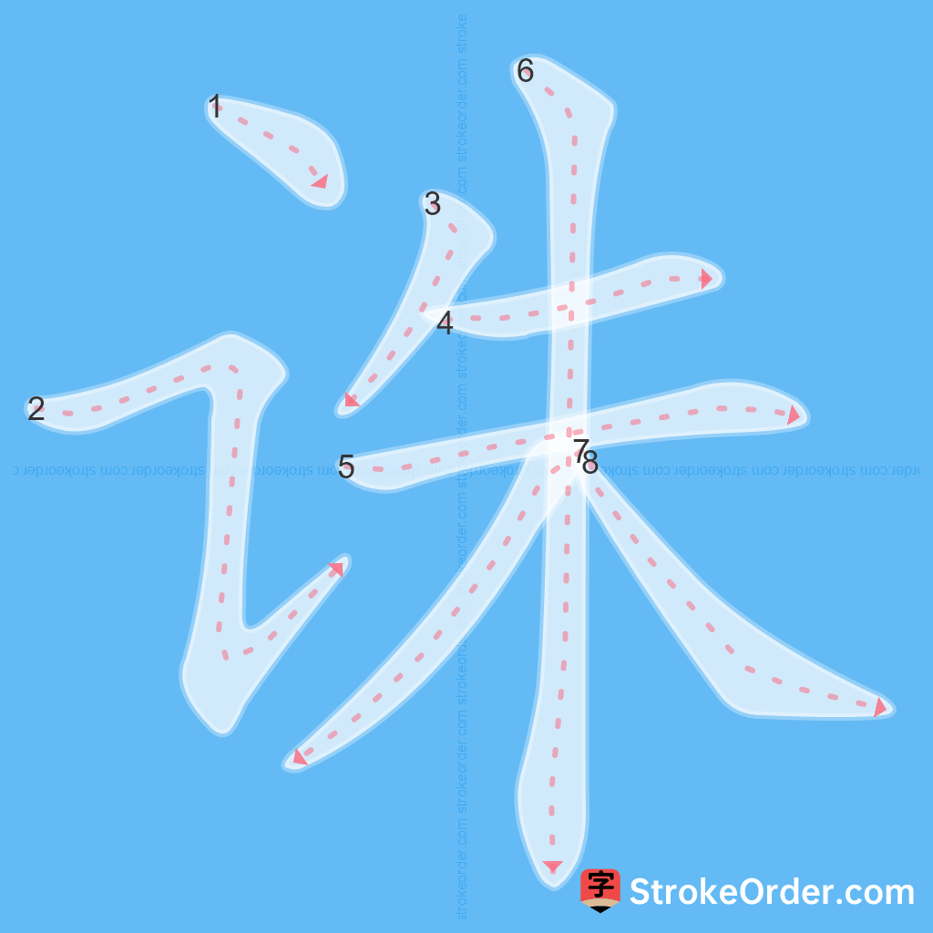 Standard stroke order for the Chinese character 诛