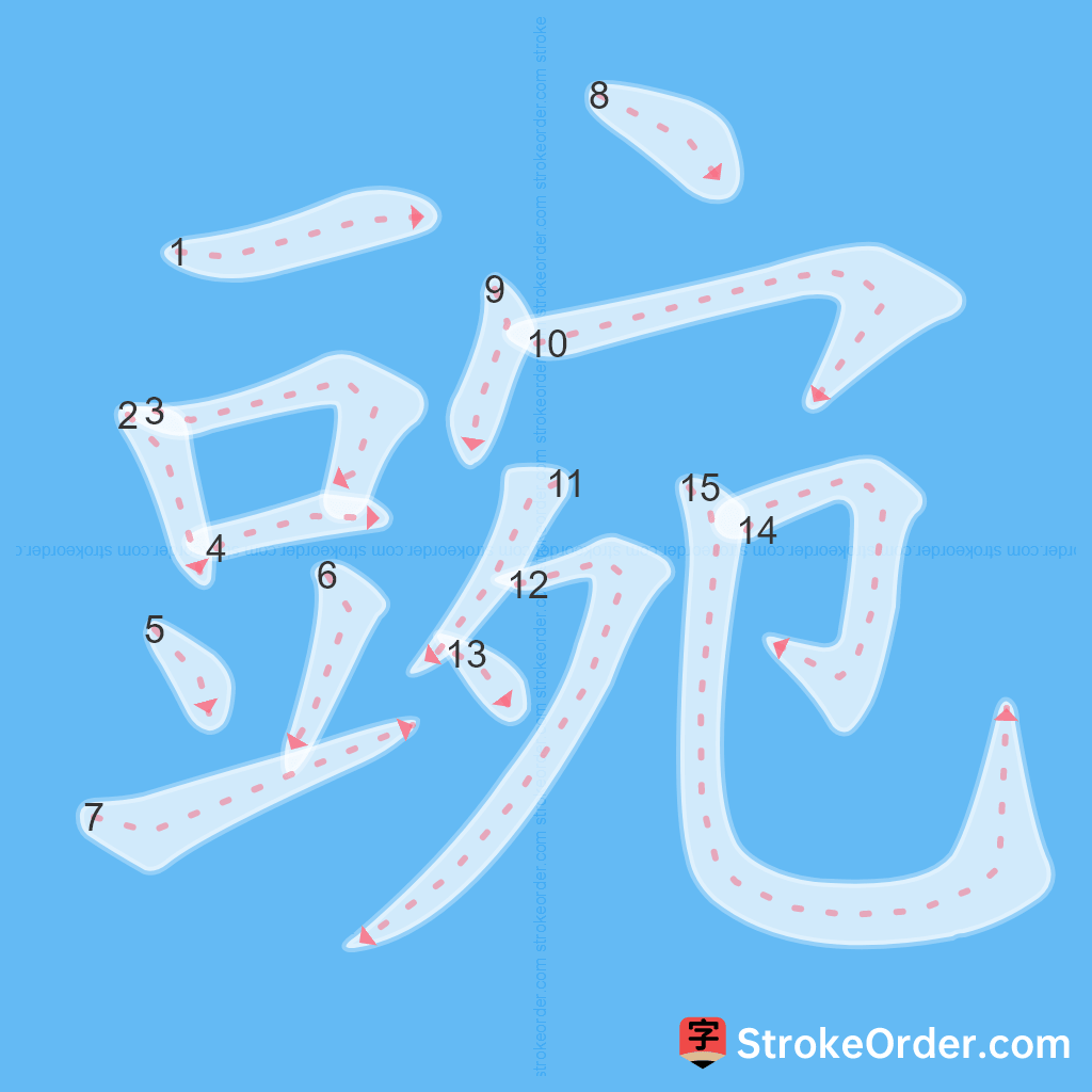 Standard stroke order for the Chinese character 豌