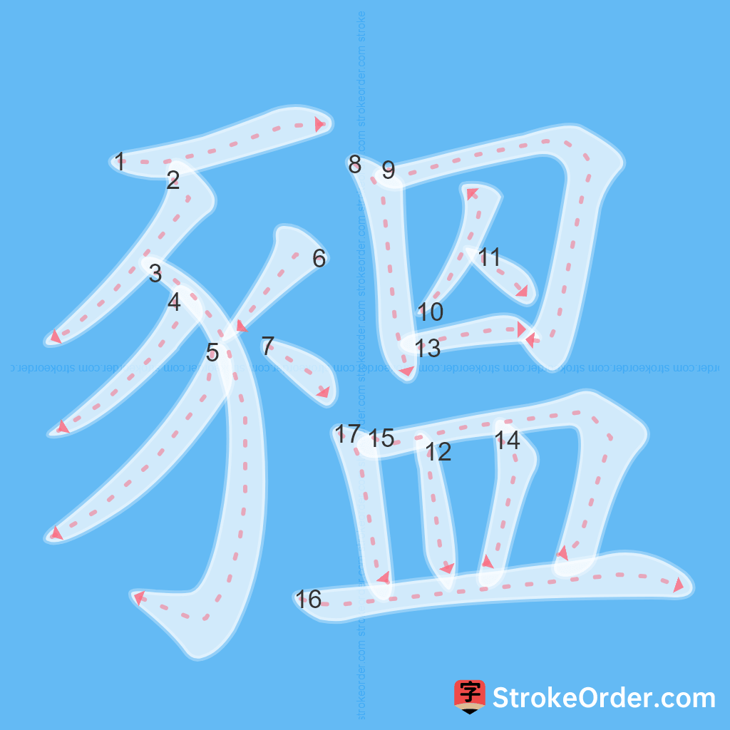 Standard stroke order for the Chinese character 豱