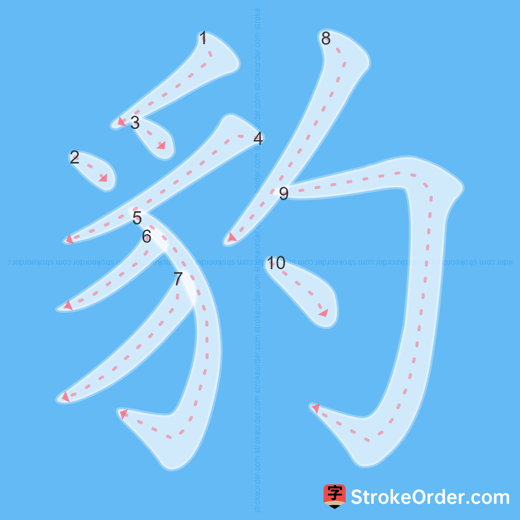 Standard stroke order for the Chinese character 豹