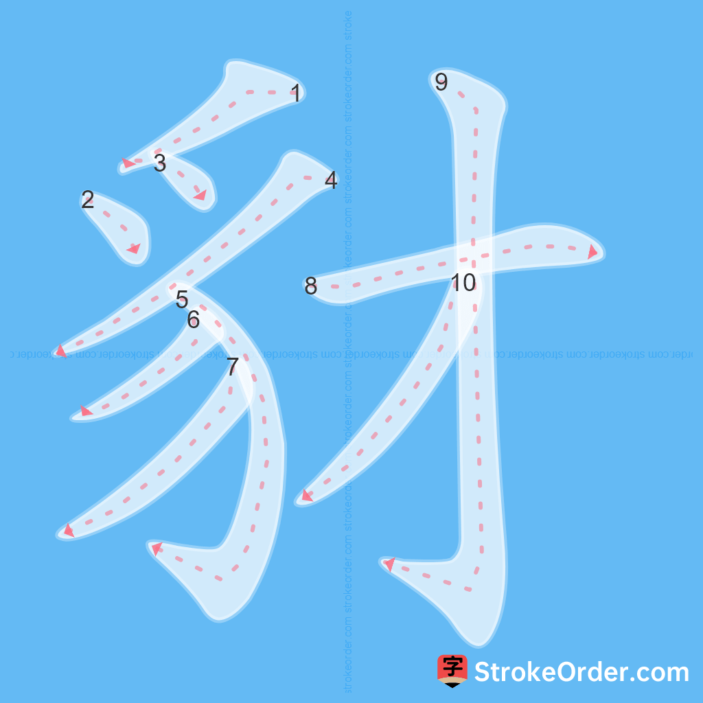 Standard stroke order for the Chinese character 豺
