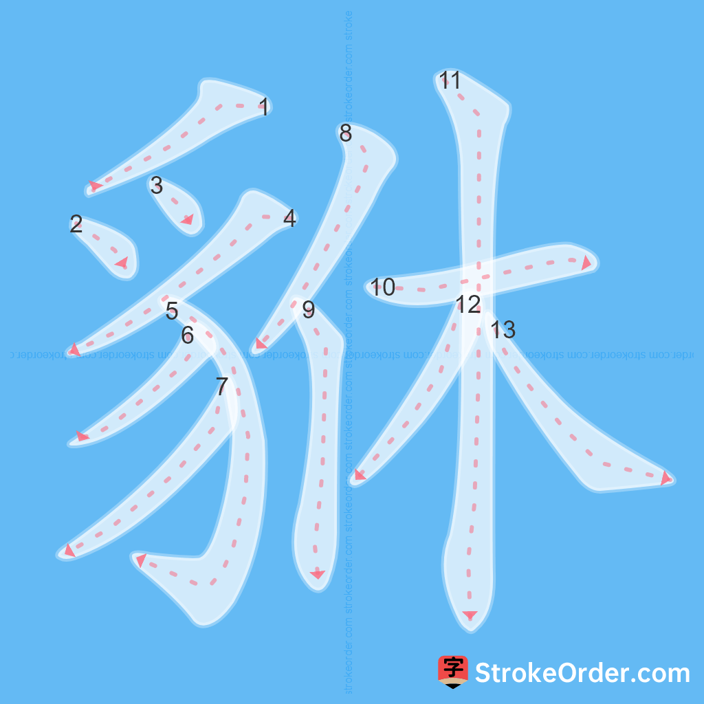 Standard stroke order for the Chinese character 貅
