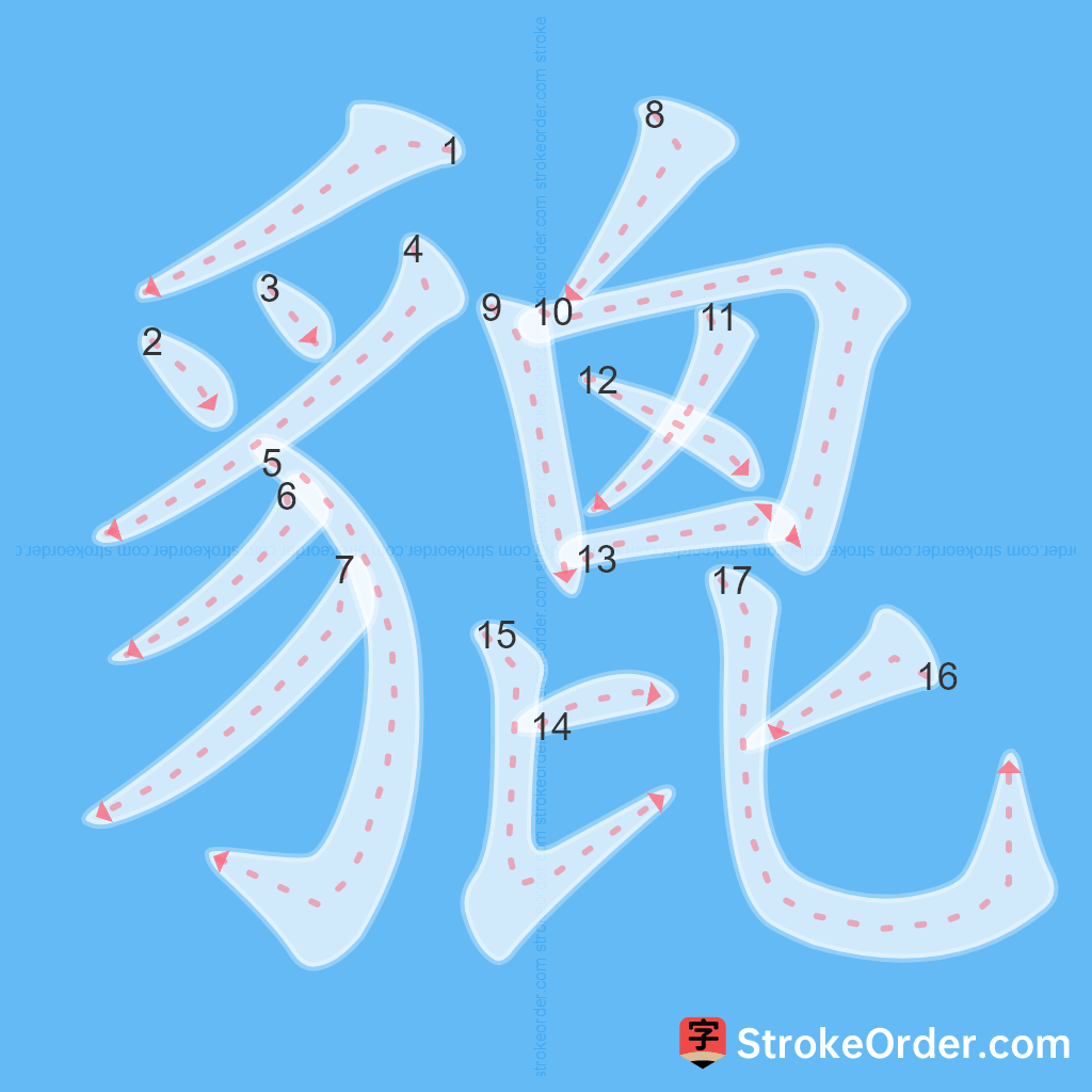 Standard stroke order for the Chinese character 貔
