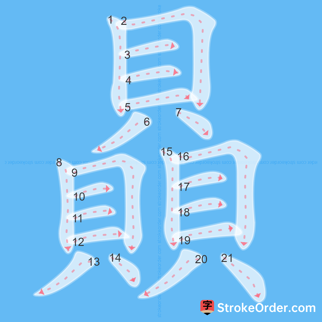 Standard stroke order for the Chinese character 贔