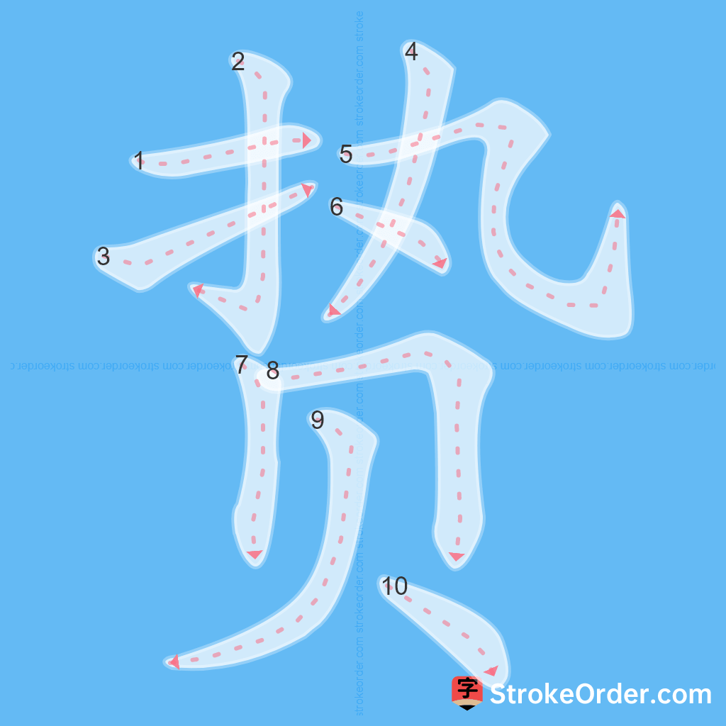 Standard stroke order for the Chinese character 贽