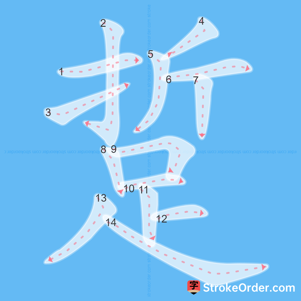 Standard stroke order for the Chinese character 踅