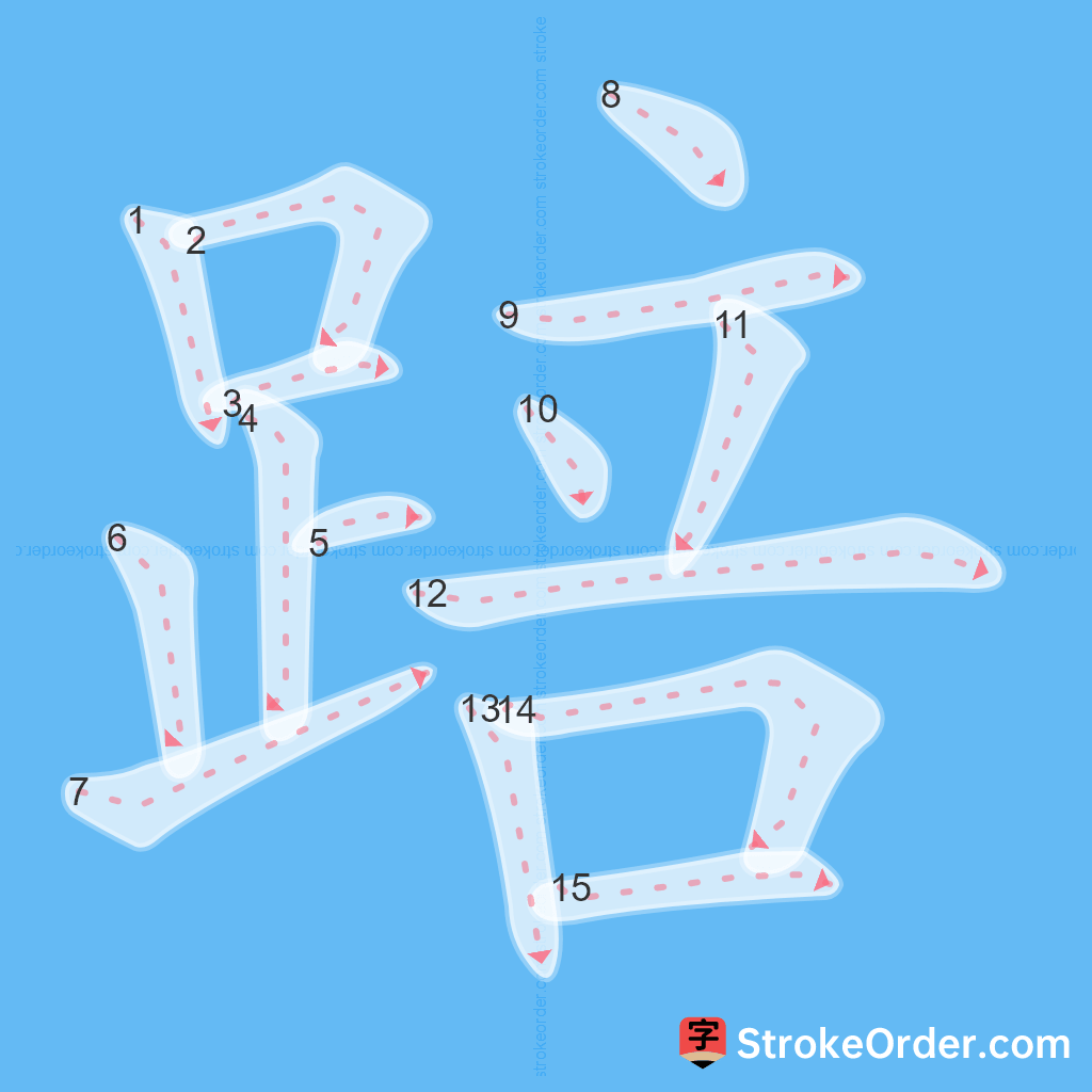 Standard stroke order for the Chinese character 踣