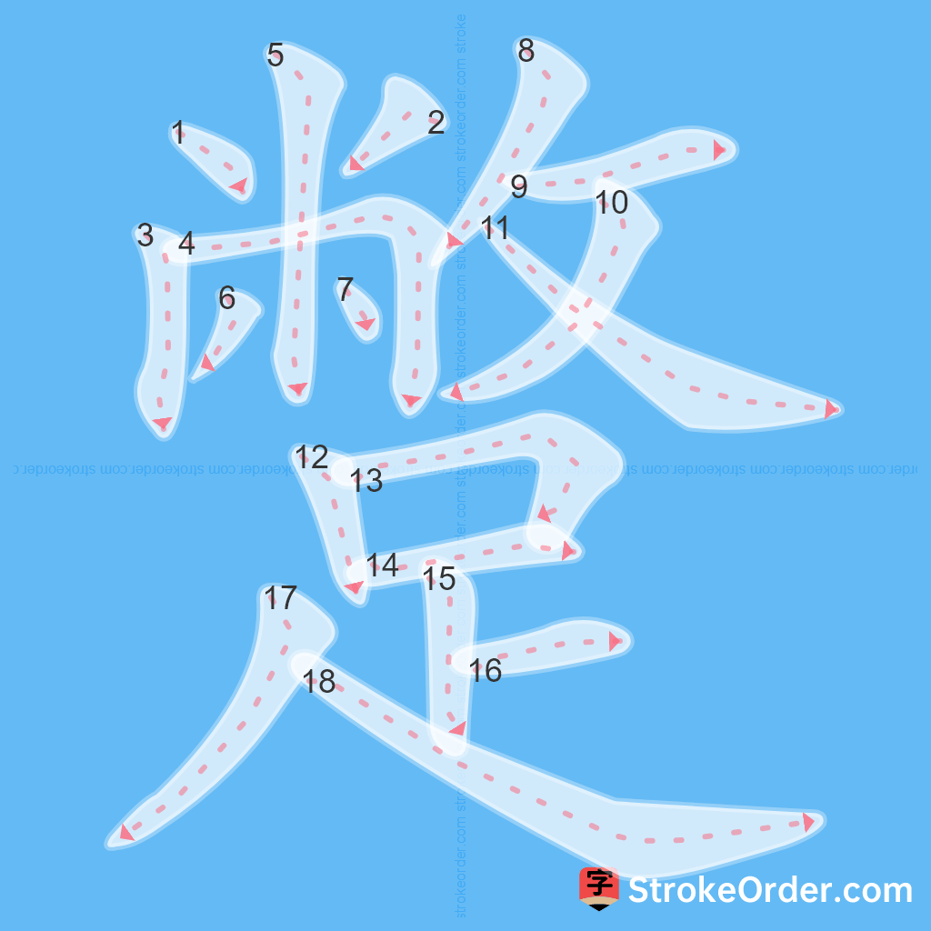 Standard stroke order for the Chinese character 蹩