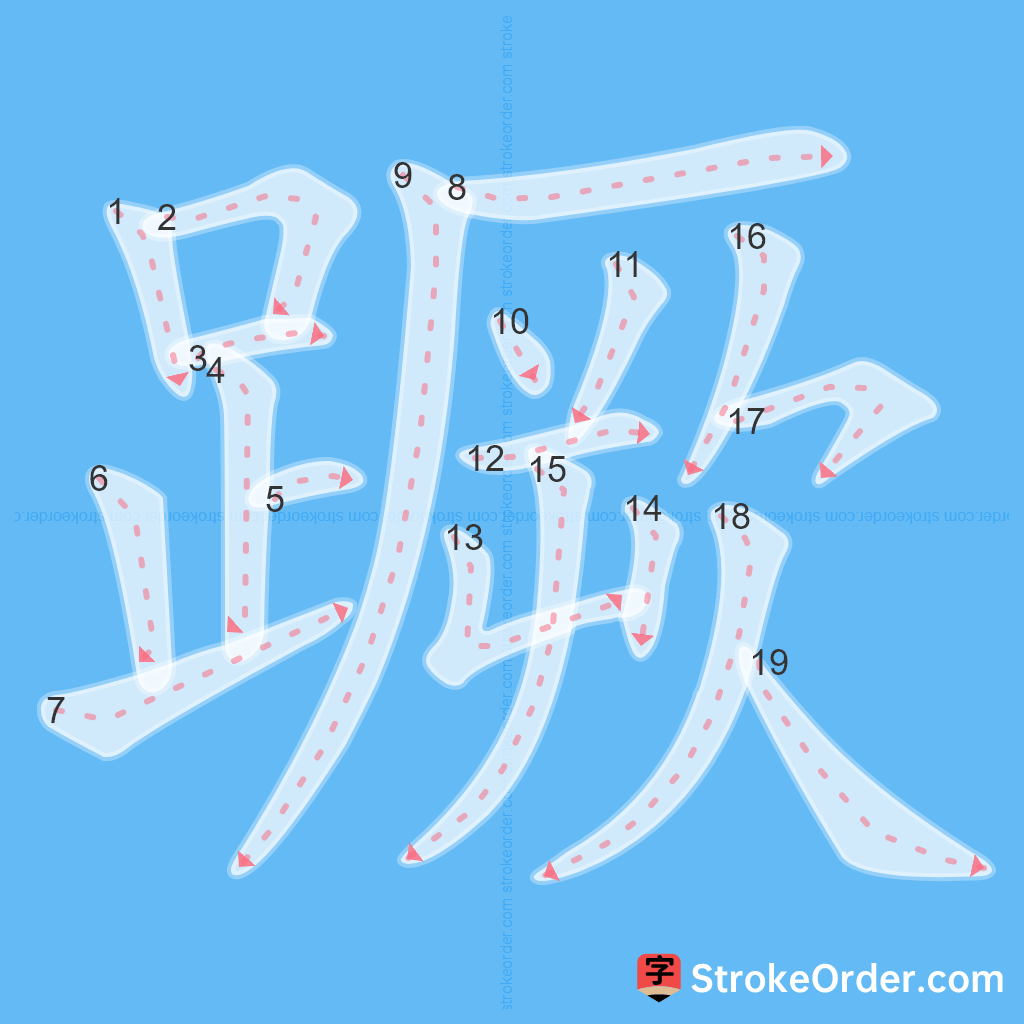 Standard stroke order for the Chinese character 蹶