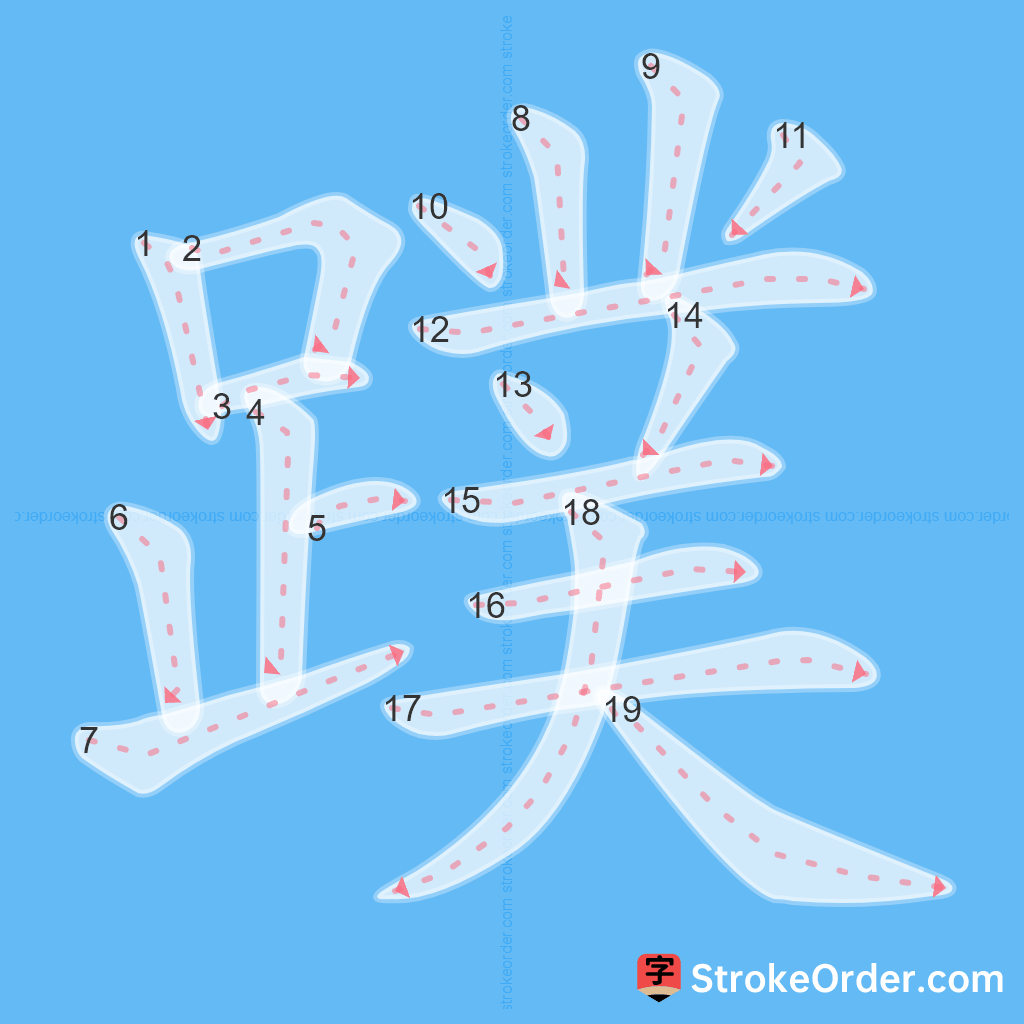 Standard stroke order for the Chinese character 蹼