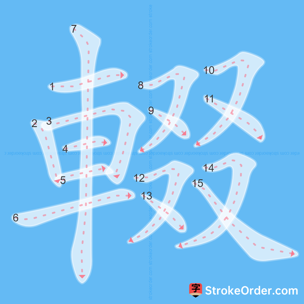 Standard stroke order for the Chinese character 輟